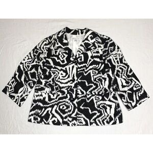 Pendleton Linen Blend Blazer Jacket Button Front Lined Floral Black White Size M